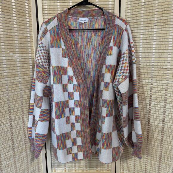 Anniewear Sweaters - Anniewear Cardigan Sweater Women's Medium Colorful Open Front Checkered Pattern